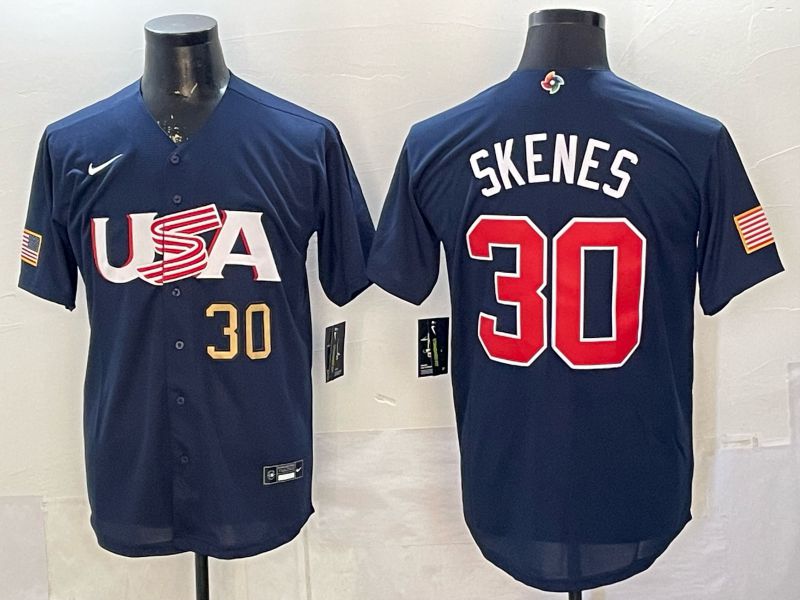 Men 2026 World Cub USA #30 Skenes blue Nike MLB Jersey style 06